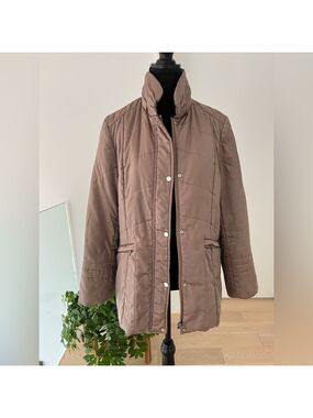 GHINELLI Tan Coloured Lightweight Quilted Insulated Jacket Zip Snap Front Casual